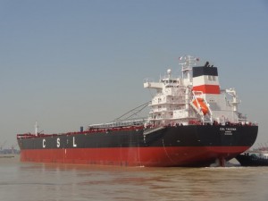 CSL Tacoma arrives at Port of Redwood City.